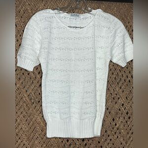 Cuddle Knit Size Small Crochet Weave Short Sleeve Sweater